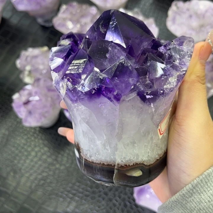 水晶未镶嵌珠宝半成品紫晶手捧花