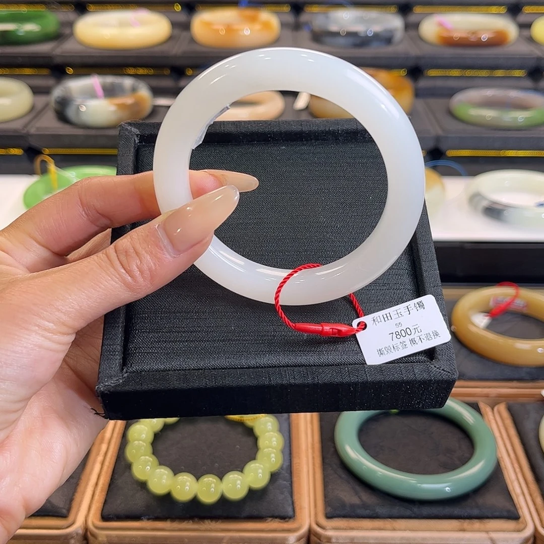 和田玉未镶嵌手镯55 56