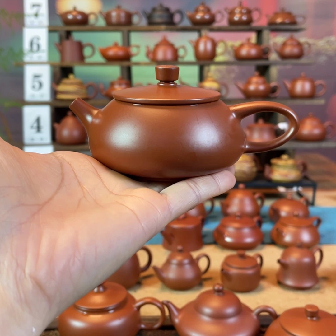 茶壶紫砂仟**李潮州手工手拉朱泥石瓢壶