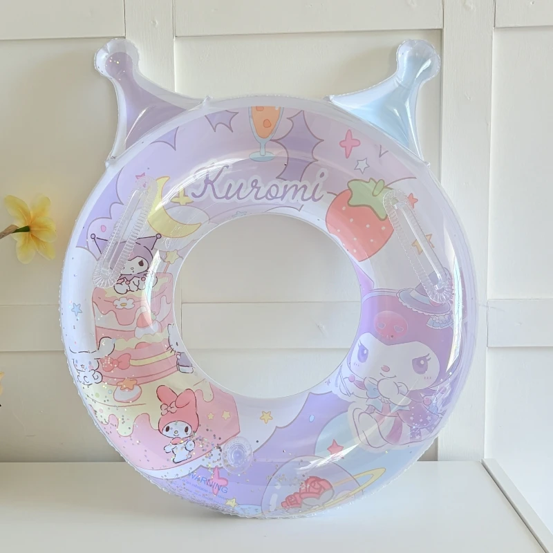 库洛米儿童游泳圈加厚卡通亮片救生圈防侧翻小孩腋下圈带把手浮圈