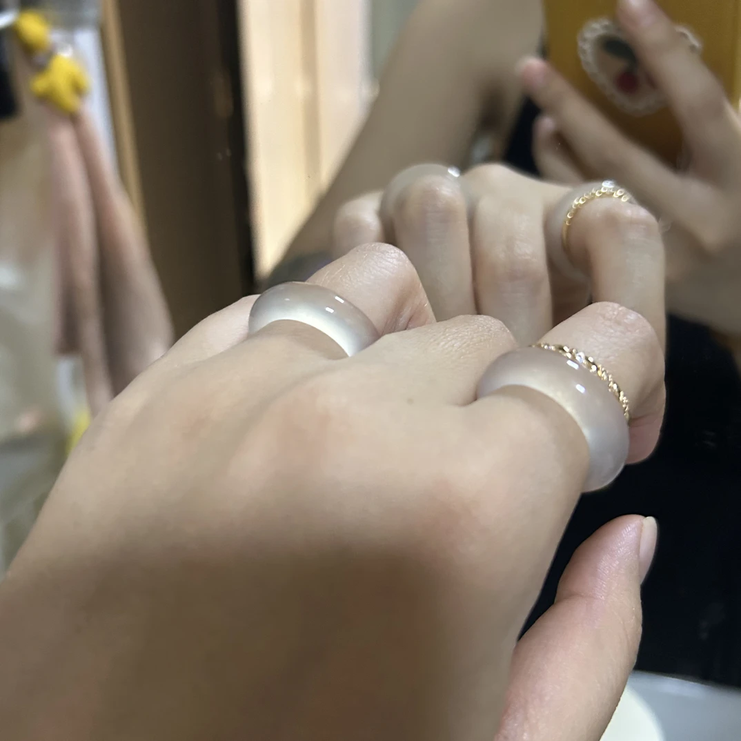 天然无优化玛瑙高冰戒指圈