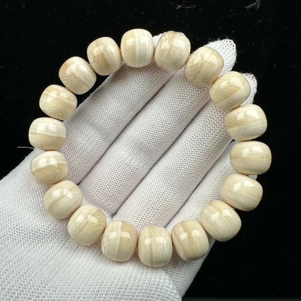 Q1245天然猛犸牙 奶咖手串 12X11mm支持鉴定 假一罚四