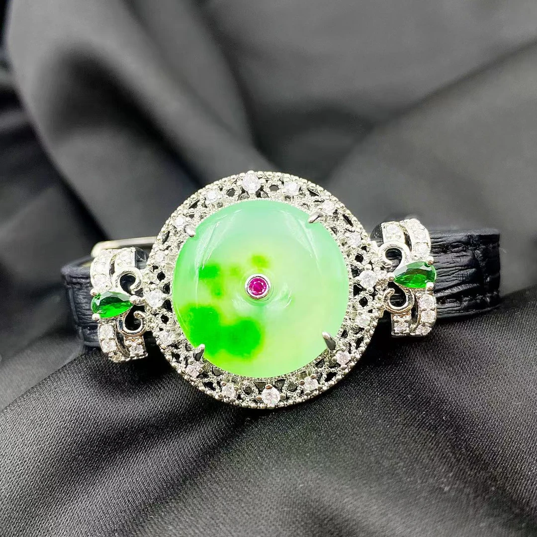 高档珠宝飘花独龙玉平安扣手表链S1156-多样性发