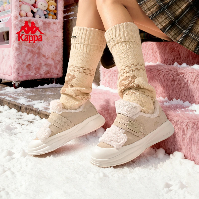 Kappa/卡帕冬季极简风标准千金风雪地面包鞋舒适毛绒保暖09CA