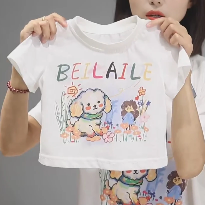 【亲子卡通短袖T 小乐妈咪】婴儿装男女童短袖T恤夏装宝宝夏季D18