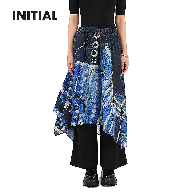 【民族秘境系列】INITIAL25春季新款松紧腰半身裙女25SKTFMCXX082