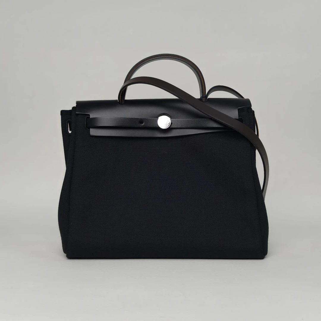 99新 Hermes/爱马仕 小花柳 Herbag 31 黑色 Hunter Z刻 包