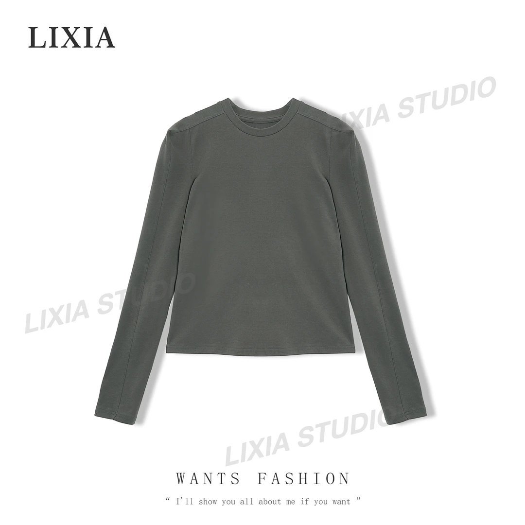 LIXIA【线条】鱼骨设计感修身正肩上衣-3448