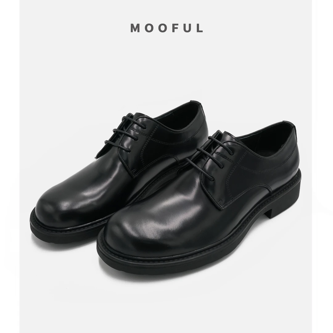 「德比鞋」MOOFUL牟夫轻奢英伦风系带商务正装增高皮鞋L2418-11-L43