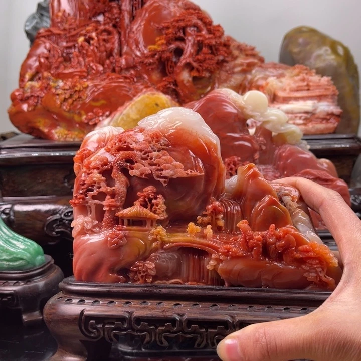 寿山石步步高升摆件