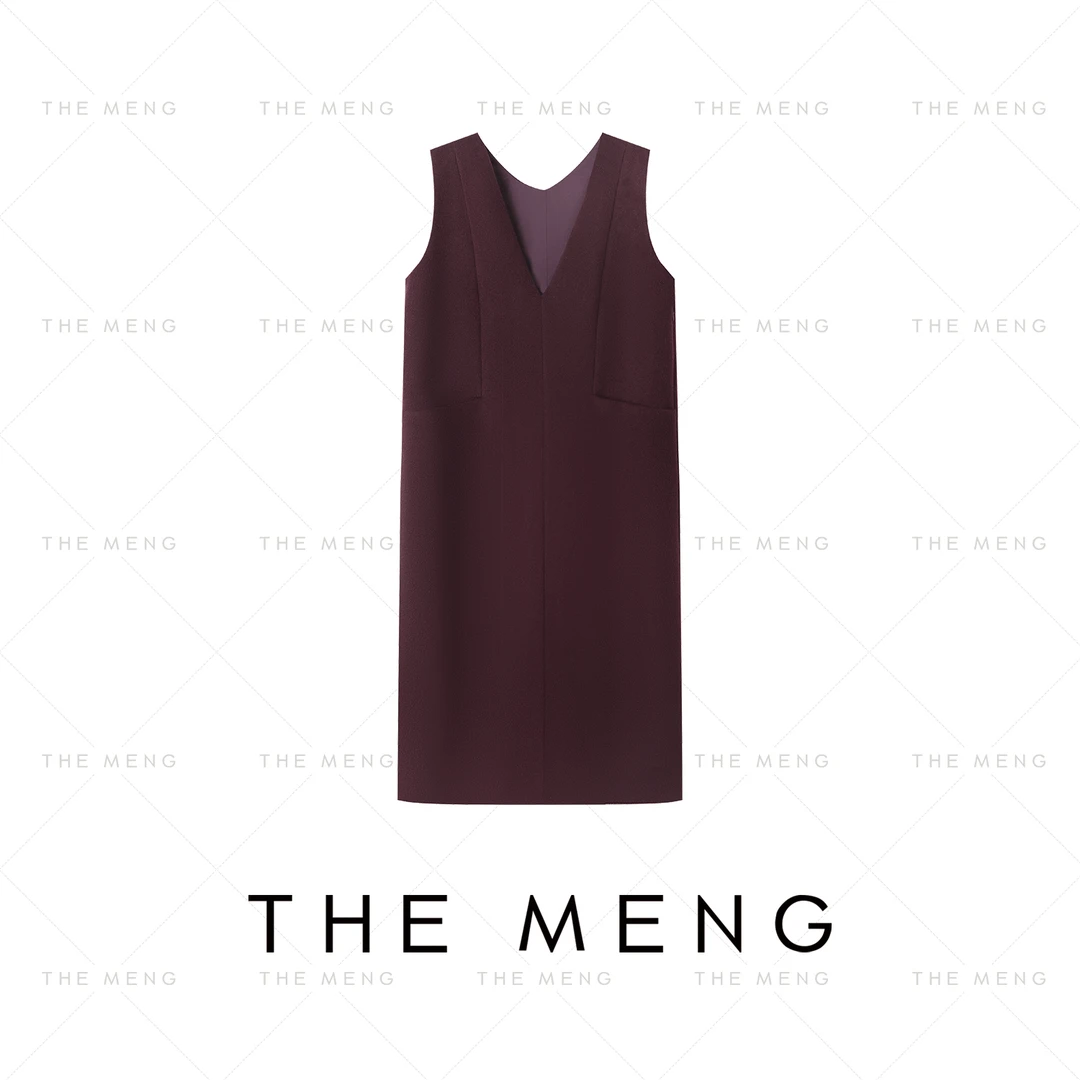 THE MENG【微醺暮色】时尚显瘦外穿复古修身无袖连衣裙#QH2772
