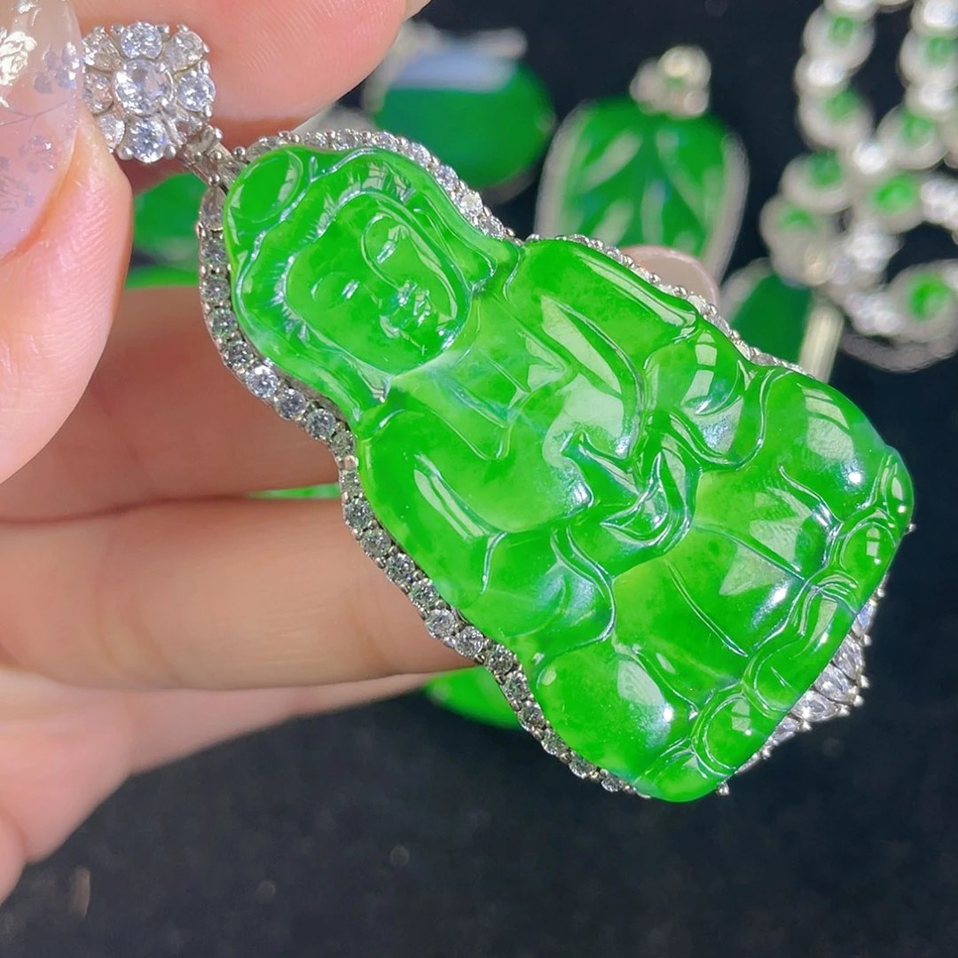 翡翠吊坠(不含链)银S925镶嵌