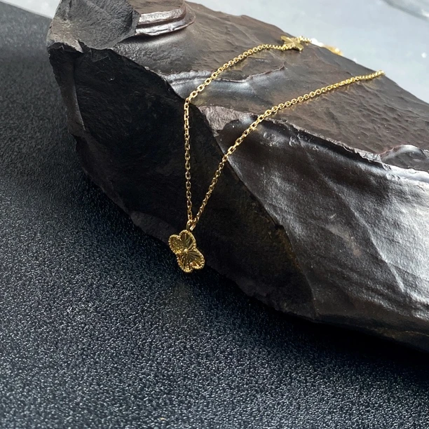 链子925银 轻奢高级感爆闪车花四瓣花(10mm)项链0500549