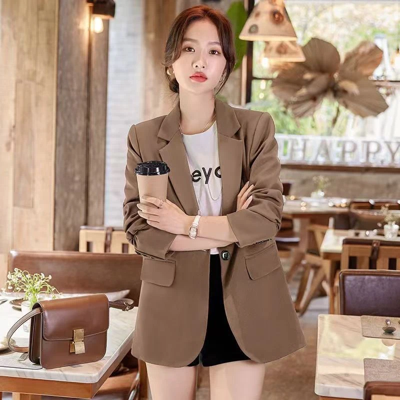 春秋新款西装外套女修身显瘦休闲百搭纯色气质时尚学生西服9006