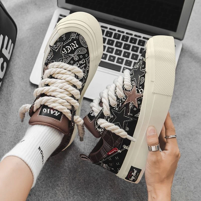 星星帆布鞋增高百搭休闲情侣鞋