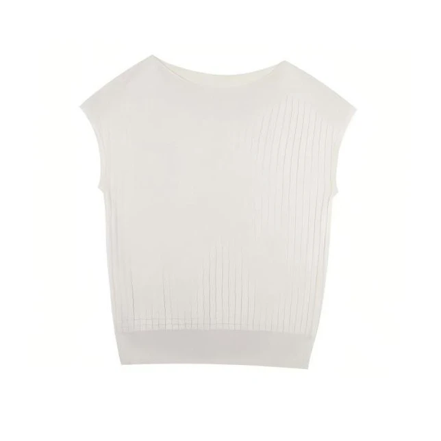 B 门店42&9！大米格背心」莱赛尔蚕丝/显瘦圆领无袖针织上衣女T4701