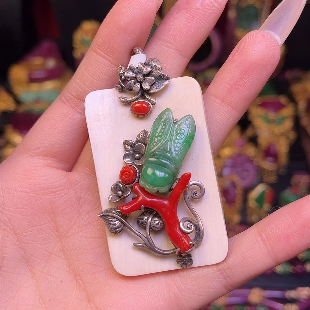 翡翠银S925镶嵌颈饰