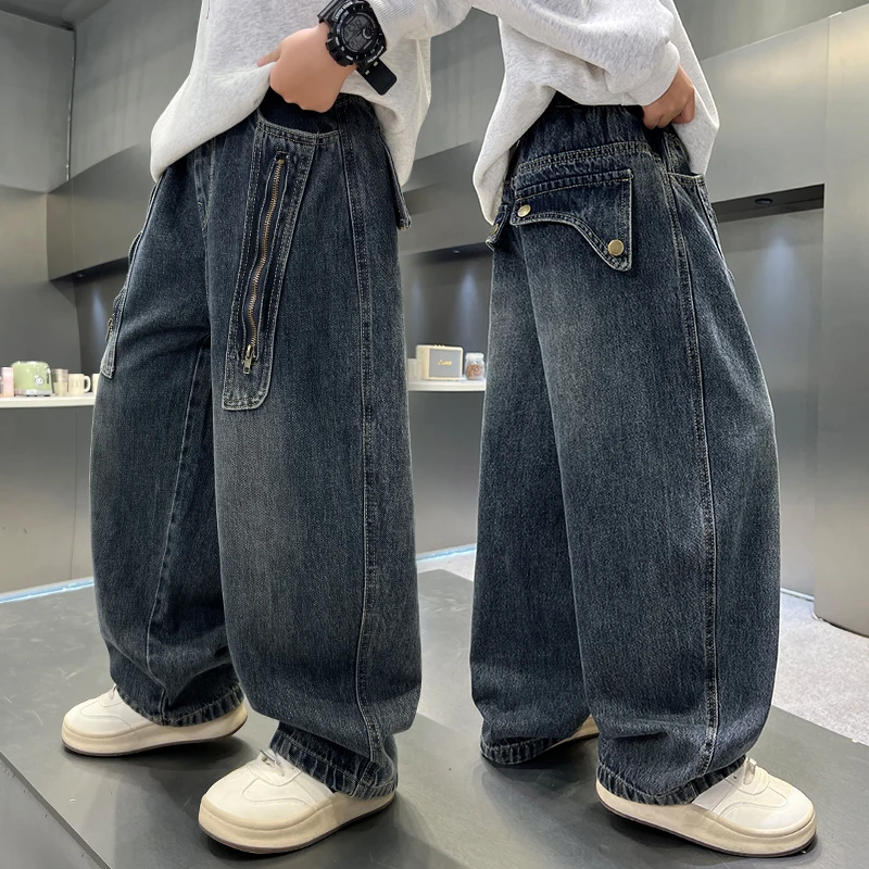 儿童装秋季牛仔裤男童直筒休闲长裤中大童帅气韩版宽松男孩裤子潮