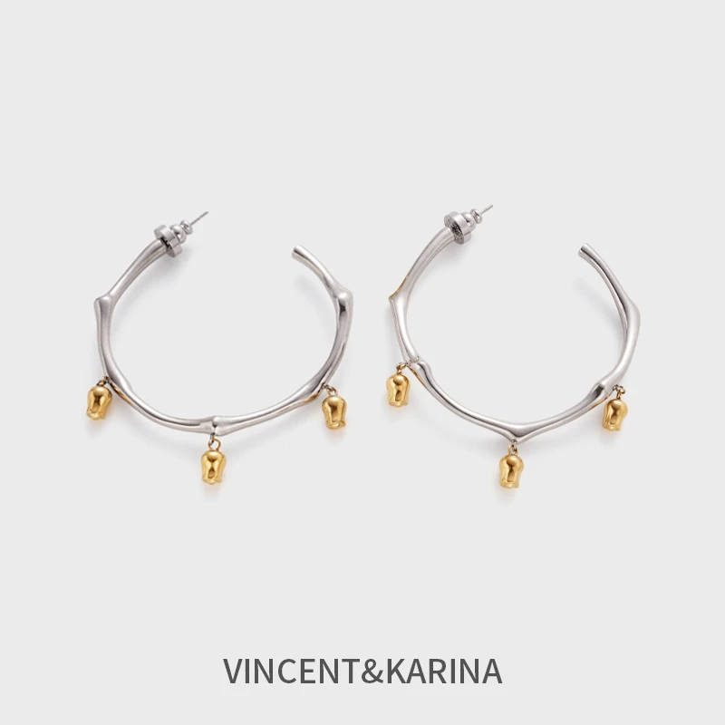 VINCENT&KARINA 钛钢耳饰 【荆棘玫瑰】时尚百搭大C简约高级耳环