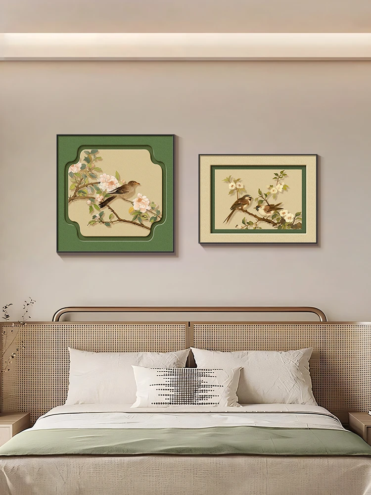 宋式美学挂画喜上枝头客厅沙发背景墙装饰画新中式卧室床头花鸟画