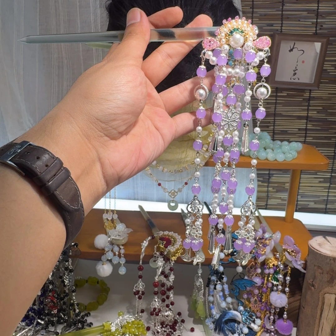 蛇纹石玉合金发饰