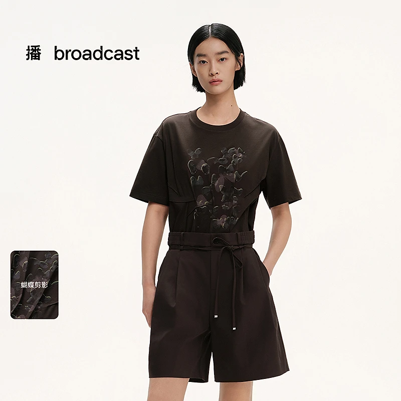 broadcast/播【商场同款】25晕染蝴蝶圆领宽松短袖T恤BDS2YD2594