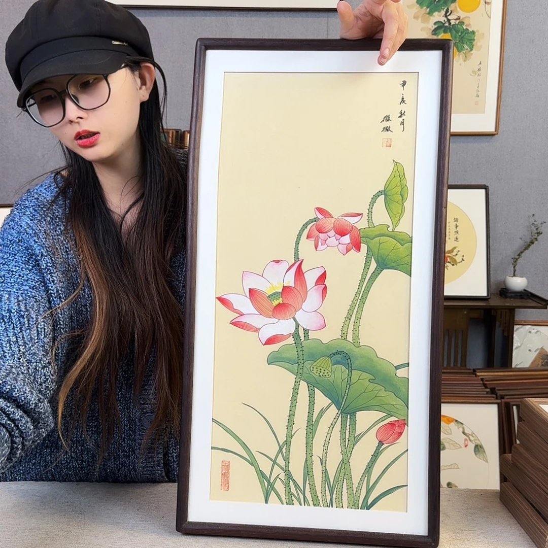 国画手绘带框尺寸： 36*69