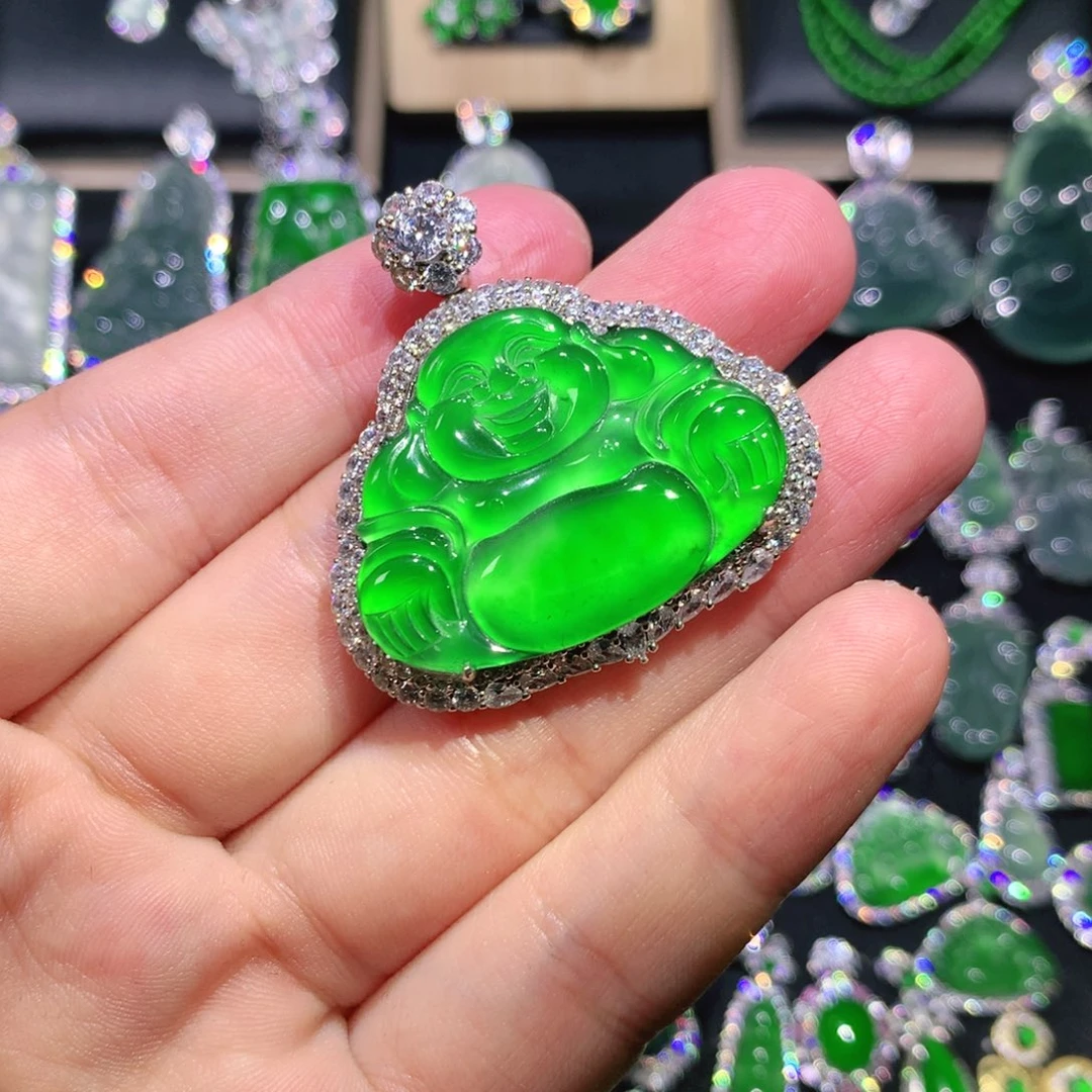 翡翠银S925镶嵌吊坠(赠链)