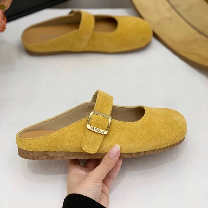 包头勃肯半拖鞋女2025夏季新款舒适百搭气质休闲凉拖鞋516-3