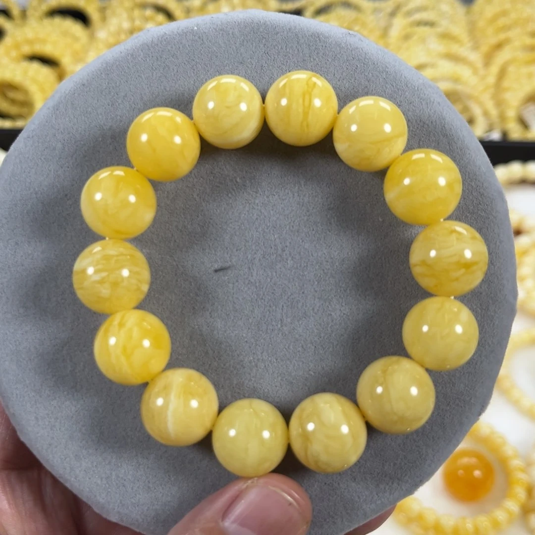 蜜蜡手串未镶嵌纯天然俄料白花虎皮