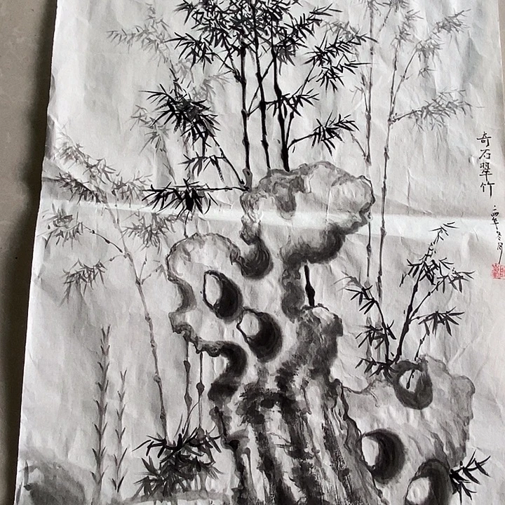 国画四尺三开花鸟作品