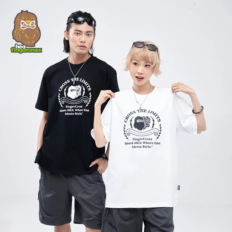 HEA x i.t fingercroxx联名款休闲T恤短袖国潮宽松棉感透气情侣装