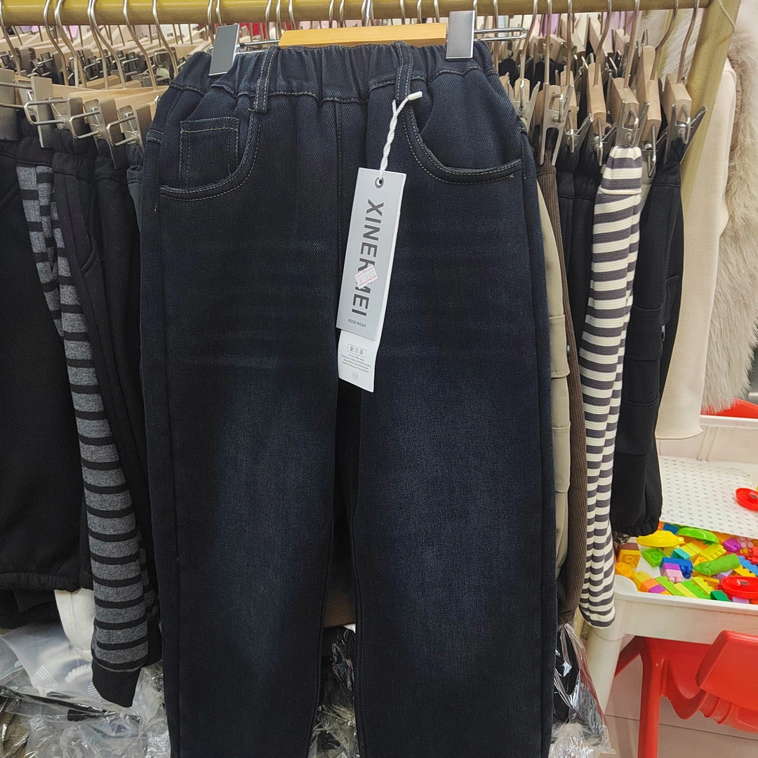 冬季男童加厚加绒牛仔裤