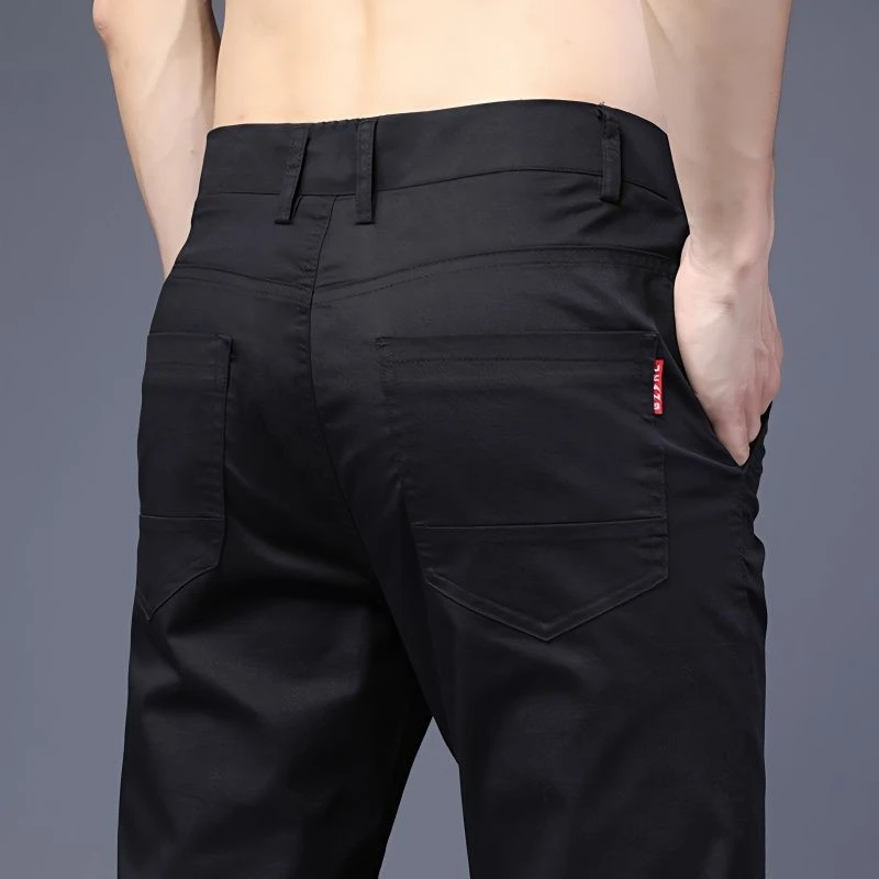 香港高端纯棉休闲裤男夏季2025新款百搭潮流宽松直筒商务男士裤子