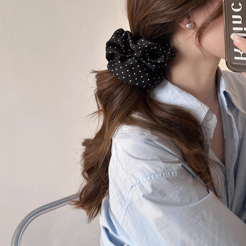 韩系波点大肠发圈女高级感头绳高弹力耐用扎头发皮筋简约马尾发饰