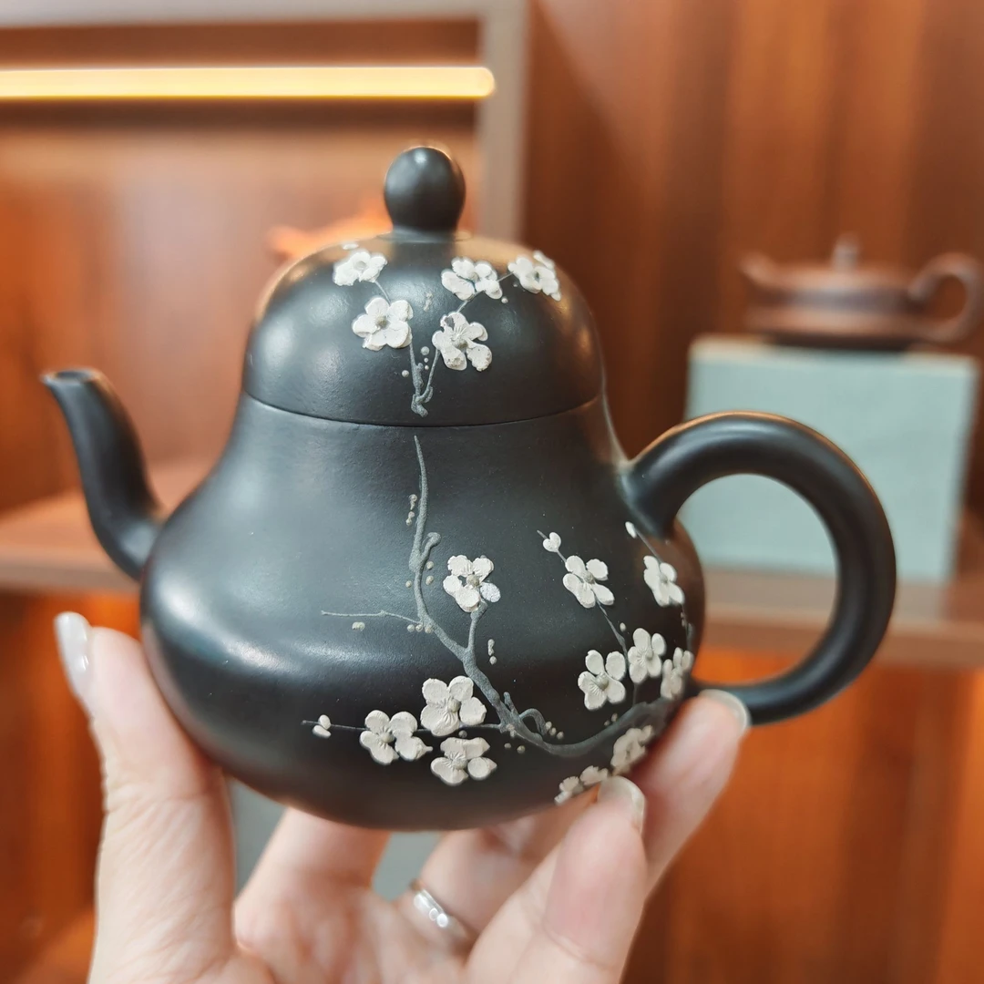 梅花思婷大红袍还原烧强济人紫砂壶