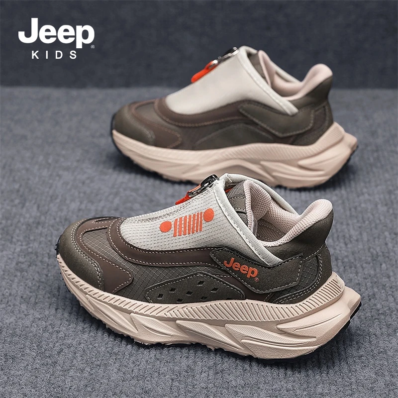 jeep男童鞋2025秋季新款户外老爹鞋儿童运动鞋女童透气防滑跑步鞋