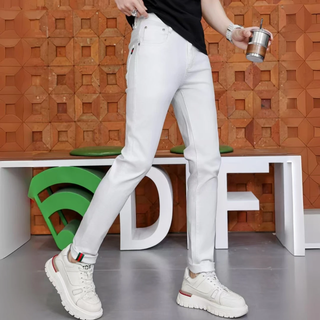 2025春夏款男士字母潮流轻奢时尚百搭软牛仔裤弹力休闲裤520情侣A