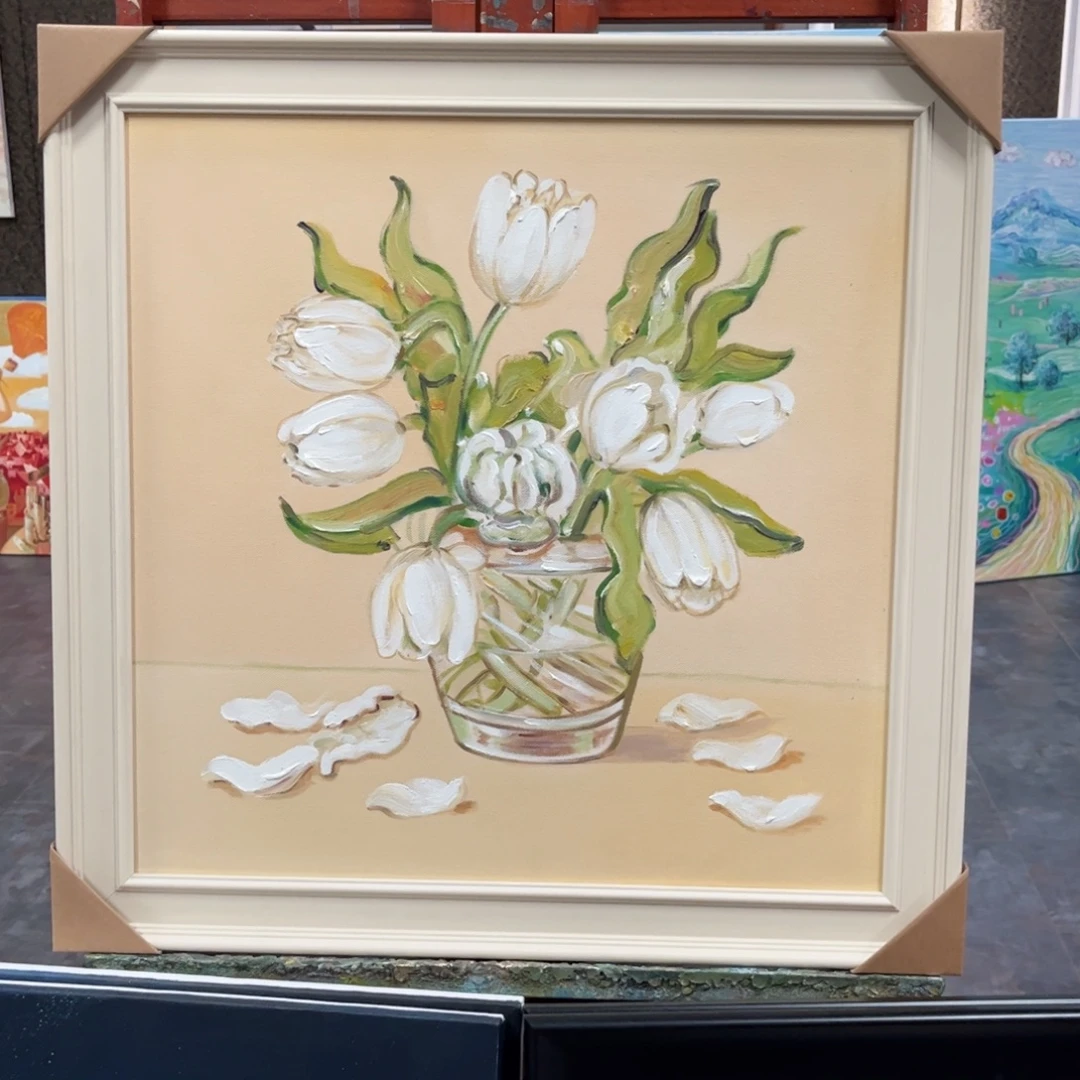 油画郁金香纯手绘油画带框