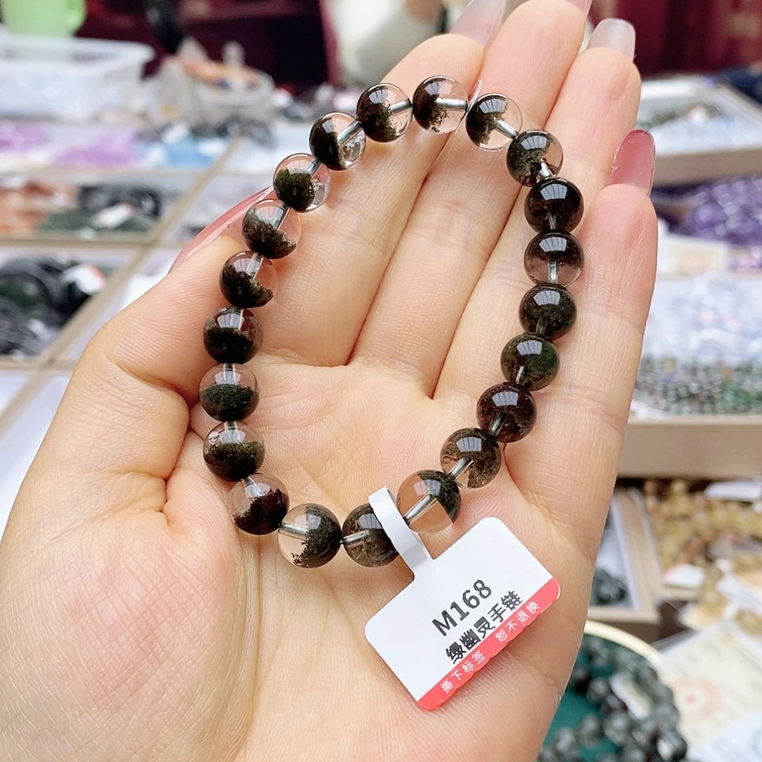 水晶手链未镶嵌淡**…M168l绿幽灵聚宝盆9m