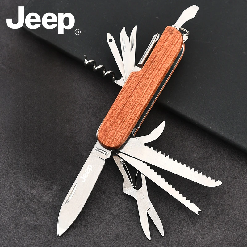 JEEP野外求生刀具应急edc工具折叠刀户外防身刀多功能瑞士军士刀