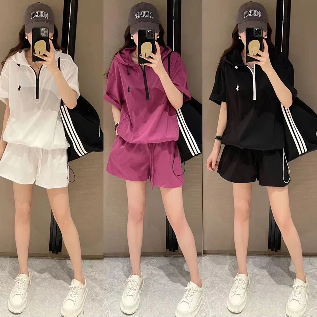 2025新款轻薄透气休闲运动防晒套装女夏季韩版时尚百搭气质两件套