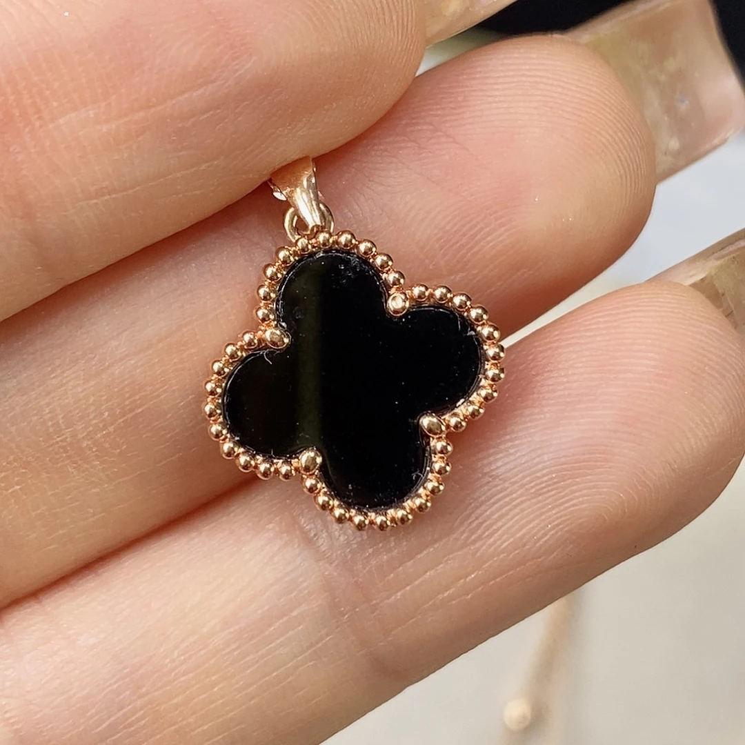 玛瑙/玉髓吊坠(不含链)18K金镶嵌黑15mmk枚