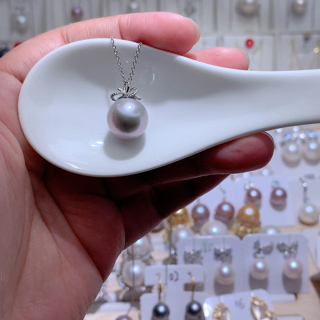 淡水珍珠吊坠(赠链)银S925镶嵌CC13mm