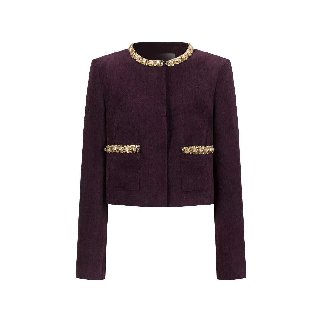 【景致设计师买手店】THREE QUARTERS重工手缝钻链小香风外套