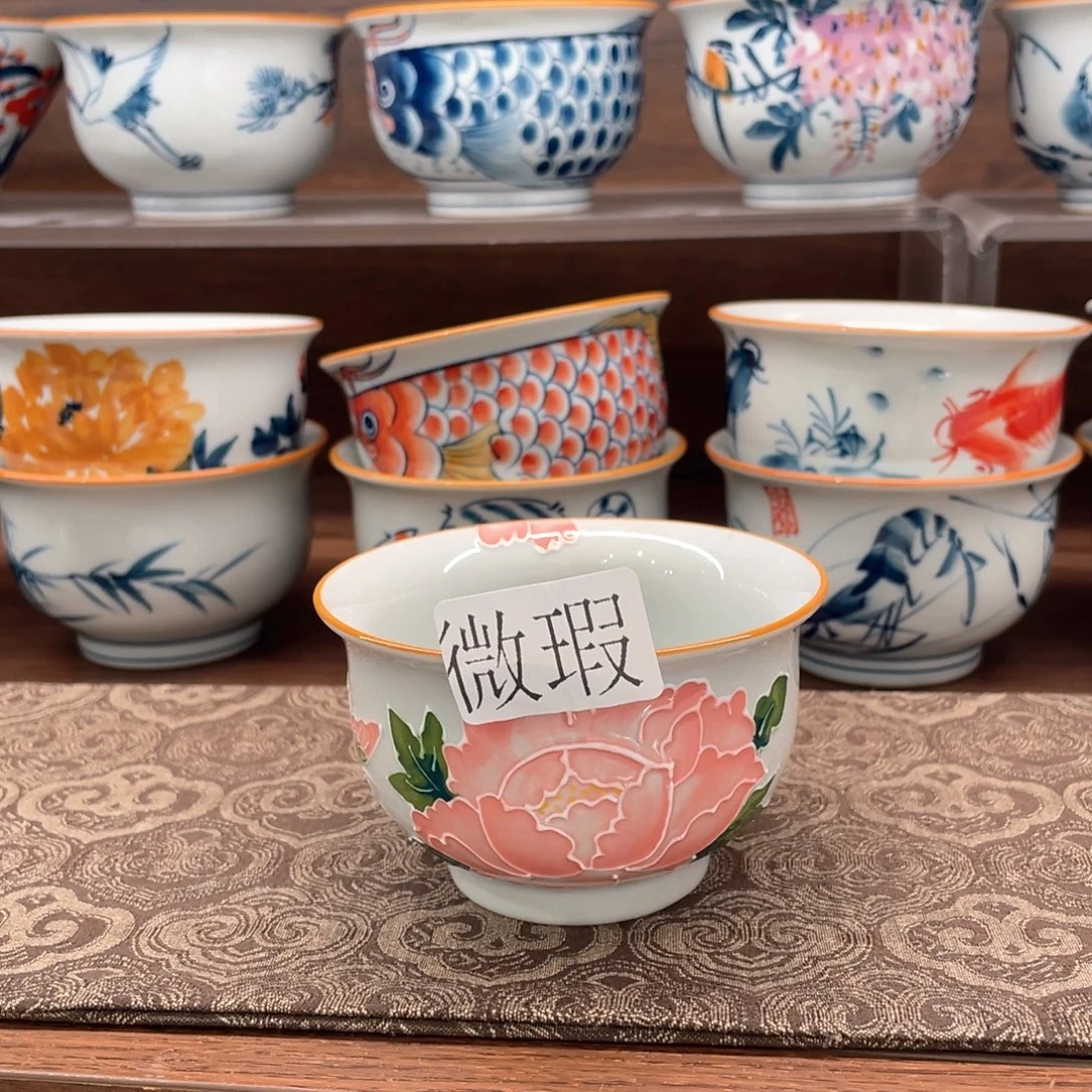 釉下手绘茶具微瑕