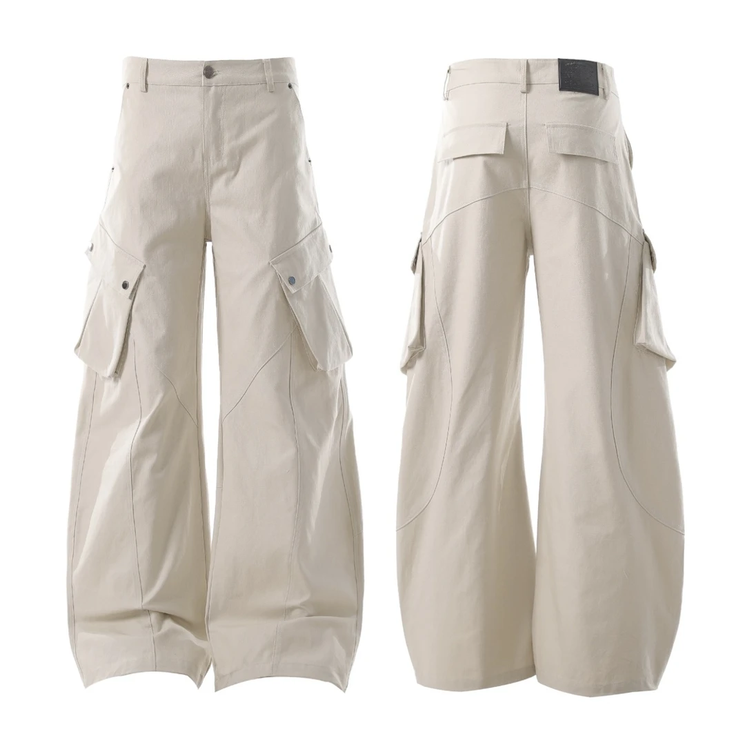 秋冬新款情侣美式复古多口袋宽松阔腿工装裤男女潮流百搭休闲长裤