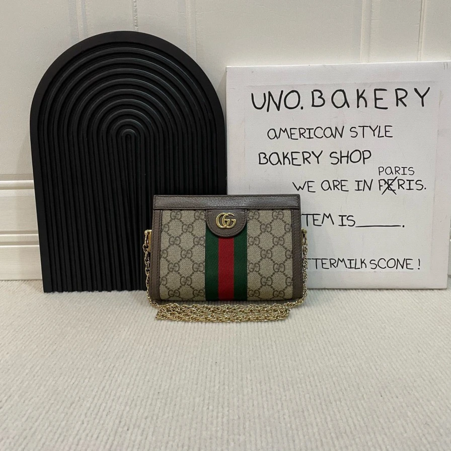 95新 GUCCI/古驰 老花夹子包mini