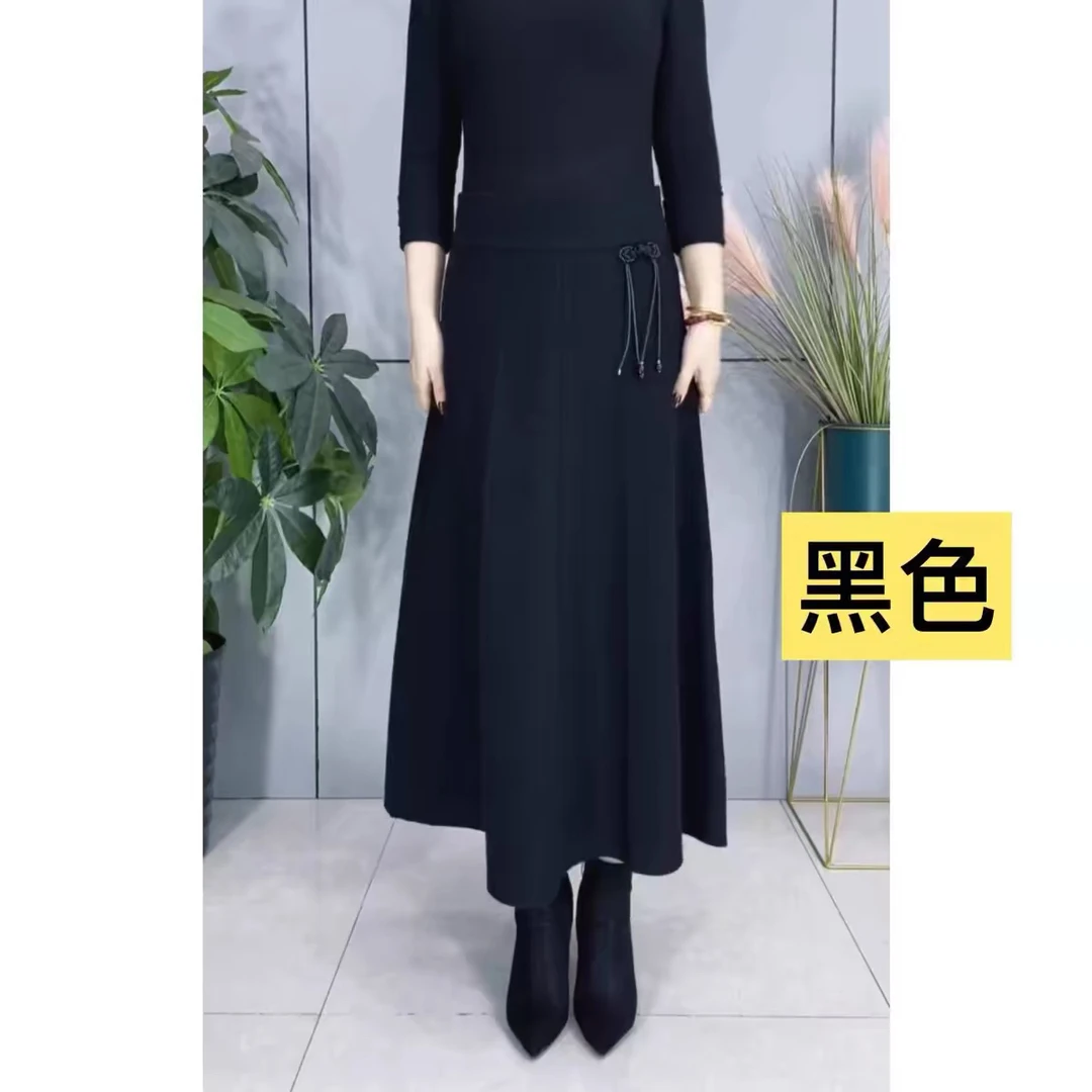 春秋冬款半身裙八片针织羊毛裙女时尚百搭妈妈中长款摆裙柔软高腰