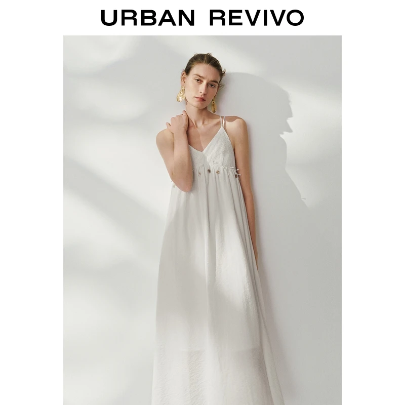 UR2025秋季新款女装度假风肌理感流苏装饰连衣裙UWH750070+